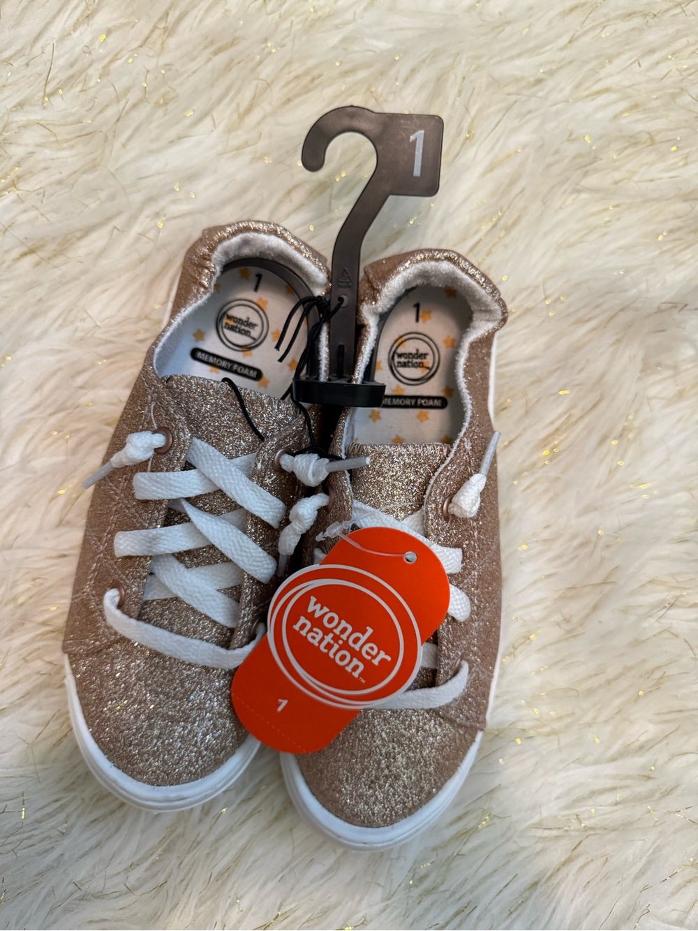 wonder nation Glitter Lace-Up Sneakers in Rose Gold